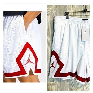 NEW! NIKE AIR JORDAN SHORTS Womens XL Heritage Diamond Basketball NWT White Red